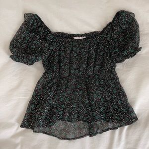 Mi Ami Black Floral Blouse XS From Francesca’s NWT